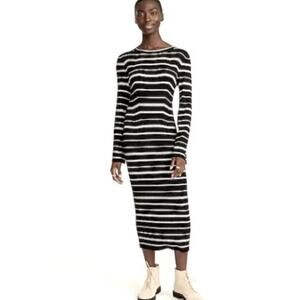 J. Crew Knit Ribbed Bodycon Sweater Midi Dress Mixed Striped Size Small‎